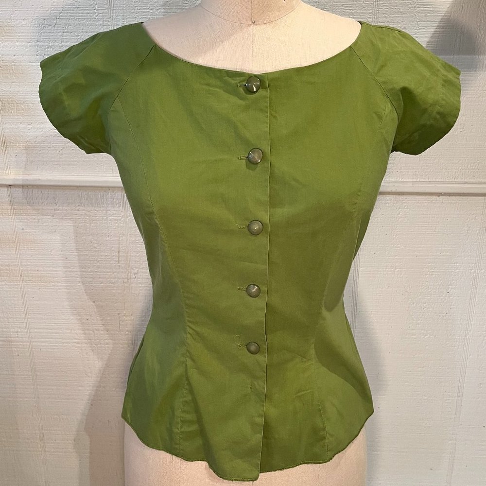 Vintage 50s Alex Coleman Avocado Green Blouse